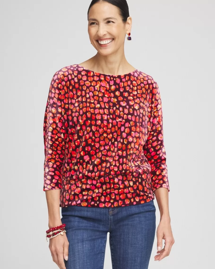 Chico's Velvet Banded Hem Print Top