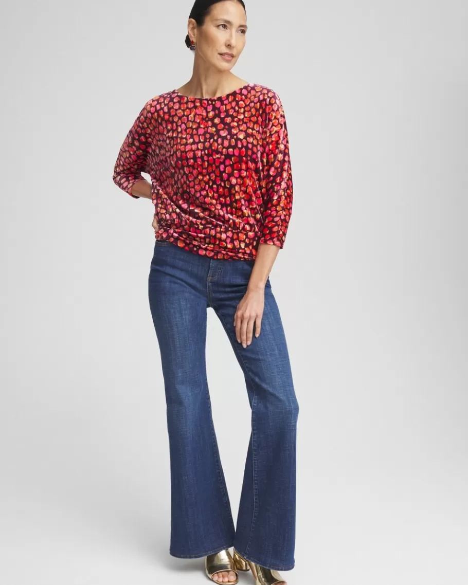 Chico's Velvet Banded Hem Print Top