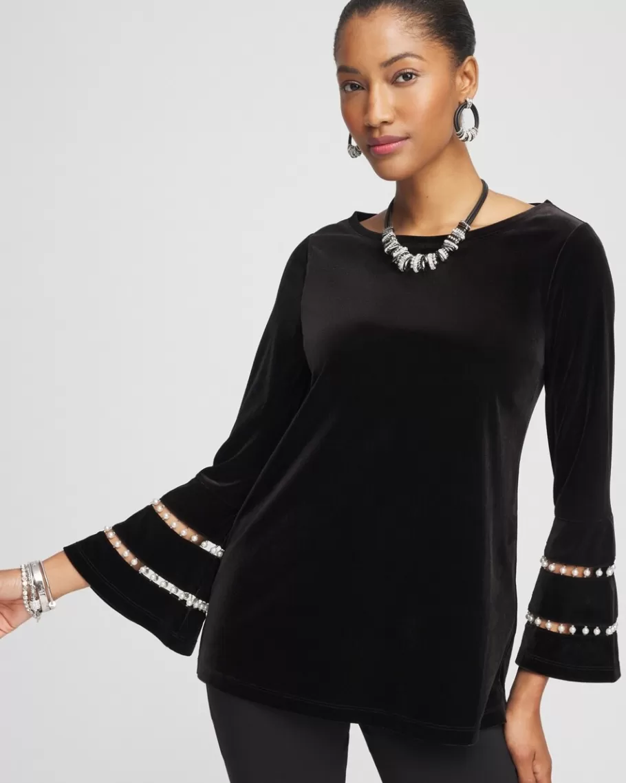 Chico's Velvet Faux Pearl Embellished Tunic