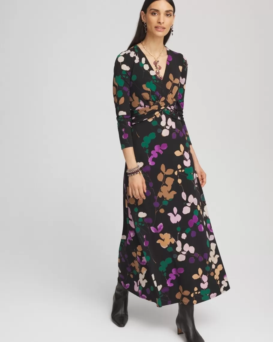 Chico's V-neck 3/4 Sleeve Floral Maxi Dress