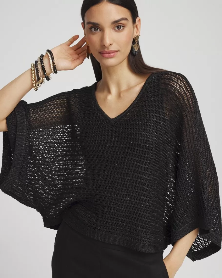 Chico's V-neck Sequin Knit Poncho