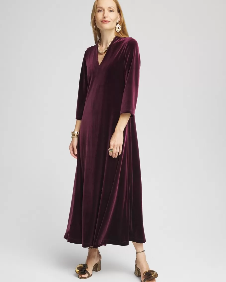 Chico's V-Neck Velour Midi Dress