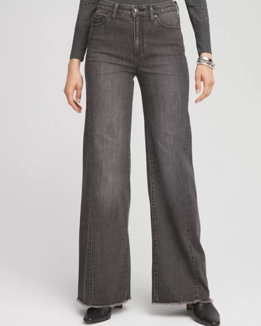 Chico's Wide Leg Frayed Hem Jeans