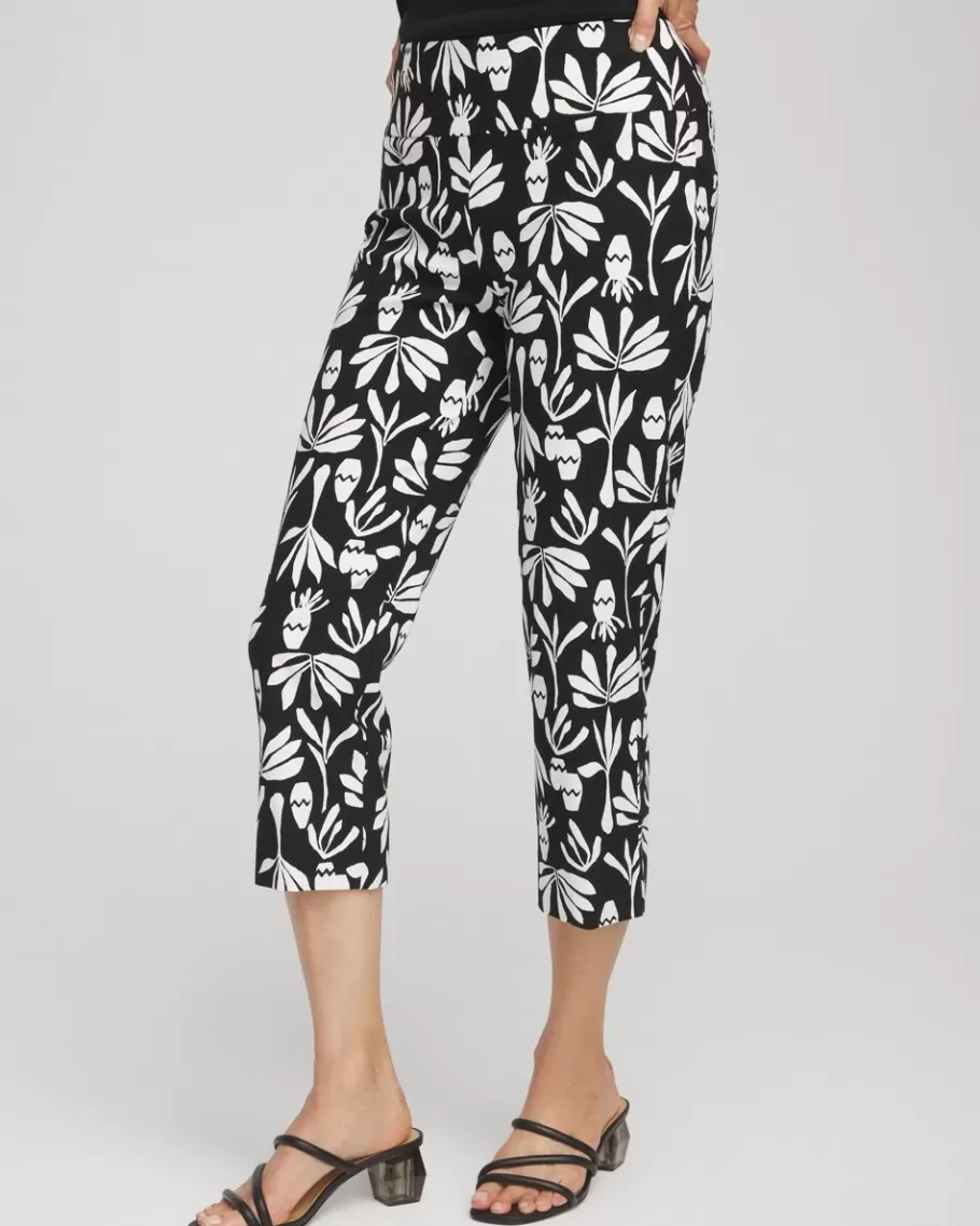 Chico's Wide Waistband Leaf Print Capris