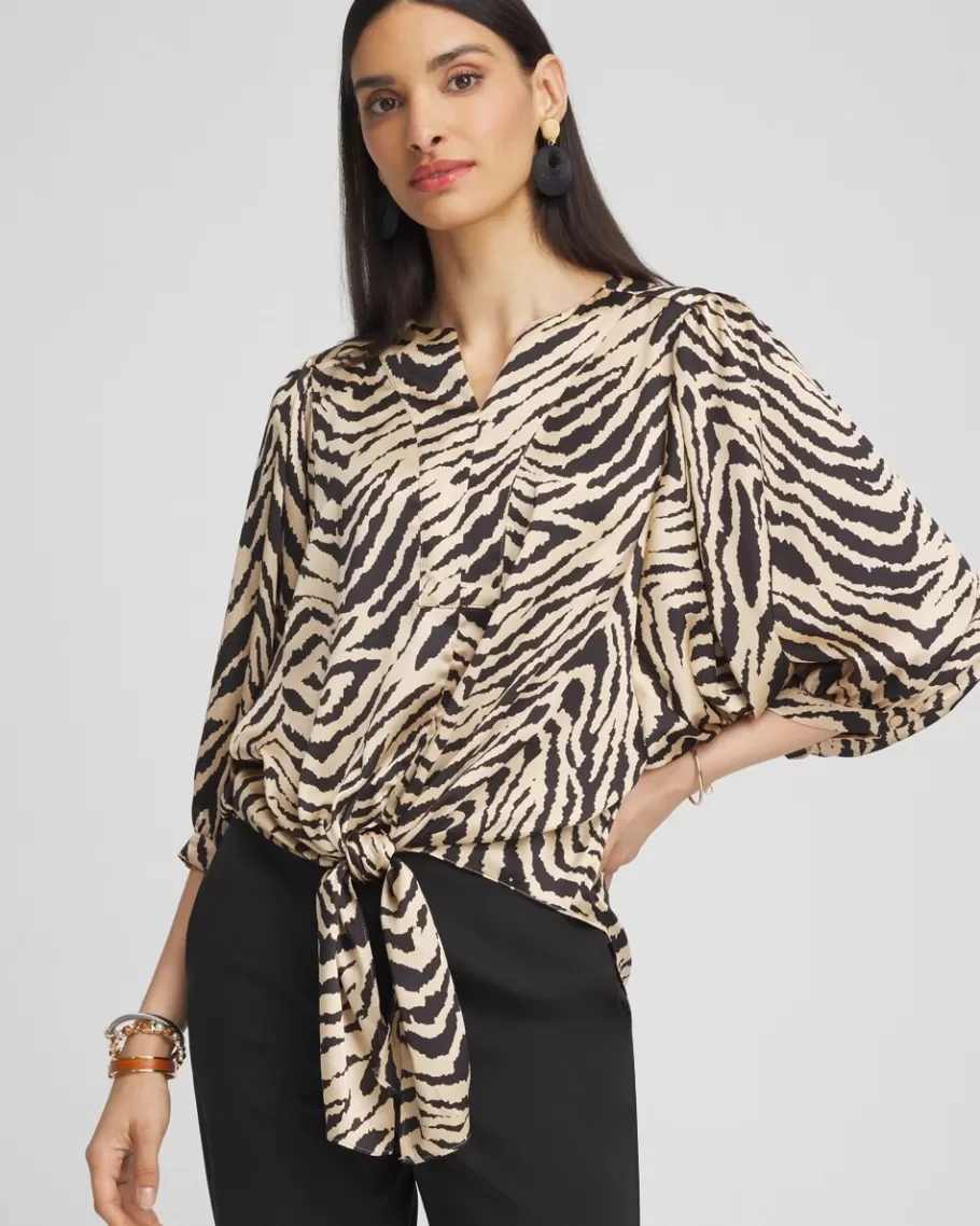 Chico's Zebra Print Tie-Front Blouse