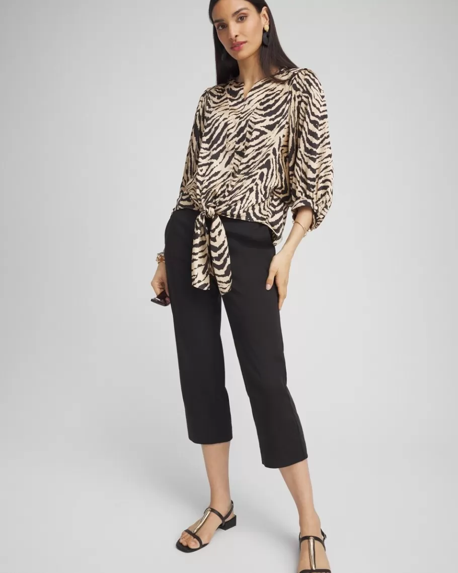 Chico's Zebra Print Tie-Front Blouse