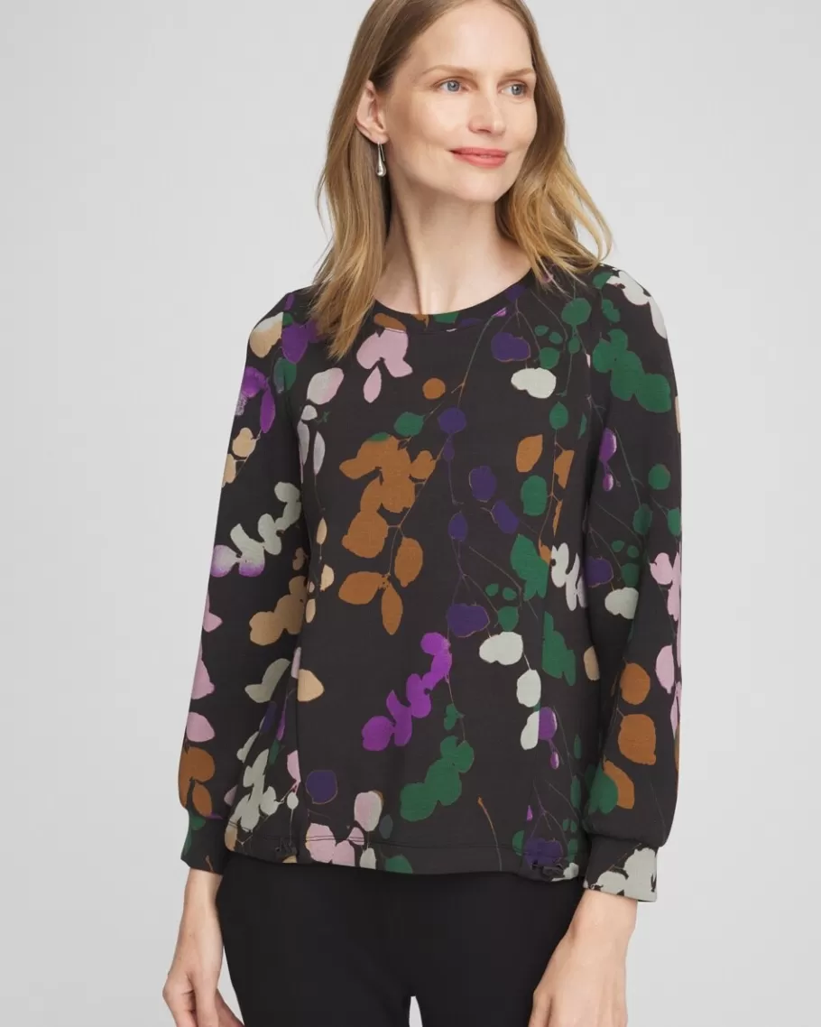 Chico's Zenergy® Floral Bungee Hem Long-sleeve Top