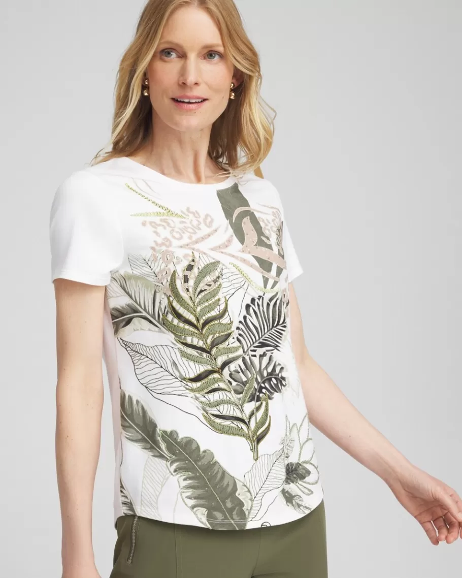 Chico's Zenergy® UPF Embroidered Leaves Tee