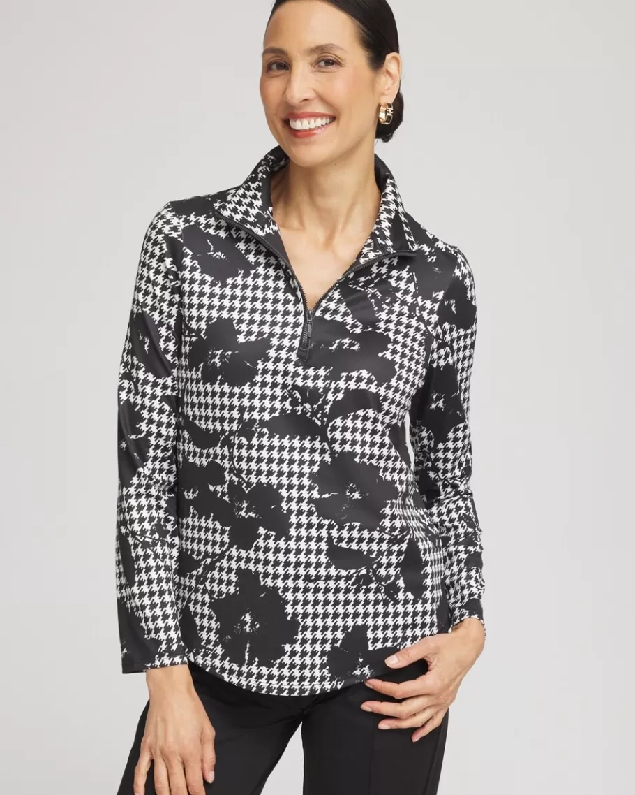 Chico's Zenergy® UPF Houndstooth Mock Neck Golf Top