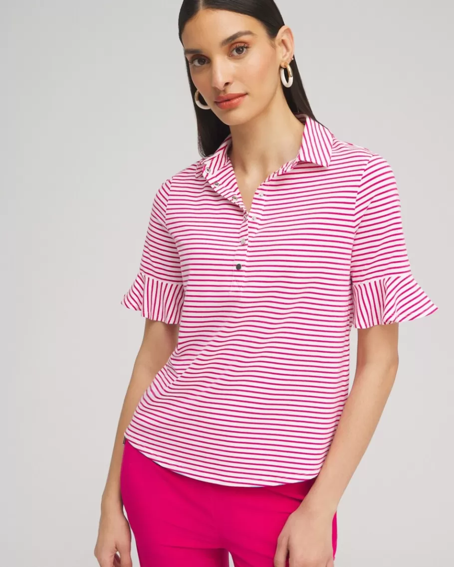 Chico's Zenergy® UPF Knit Stripe Ruffle Polo