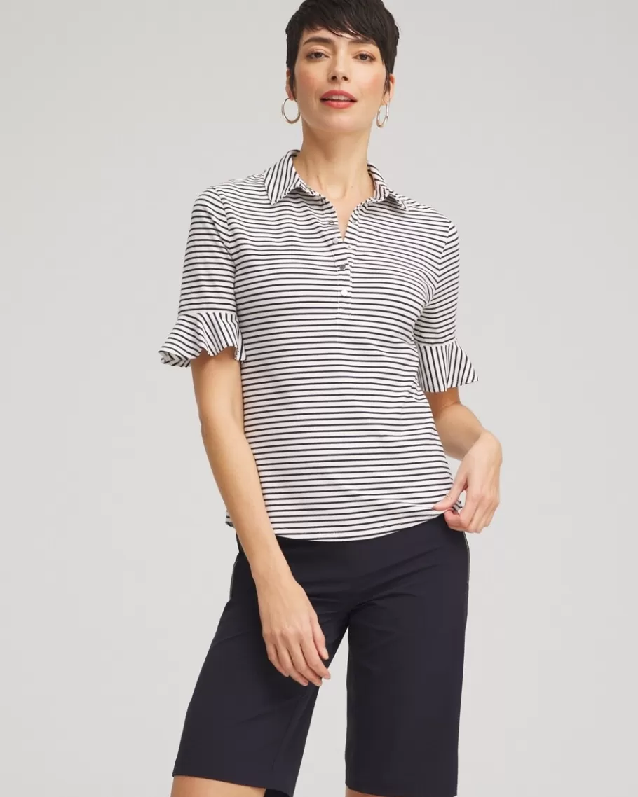 Chico's Zenergy® UPF Knit Stripe Ruffle Polo