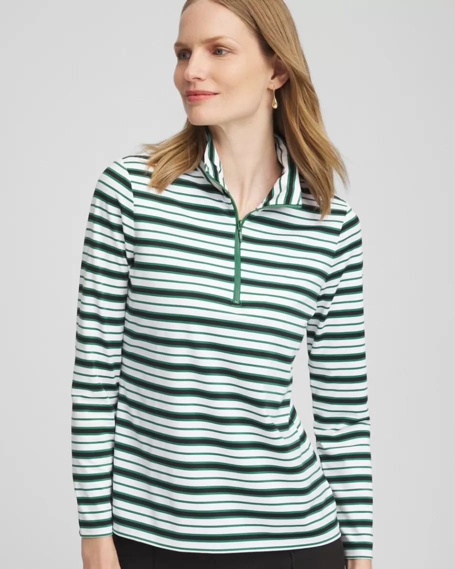 Chico's Zenergy® UPF Striped Mock Neck Golf Top